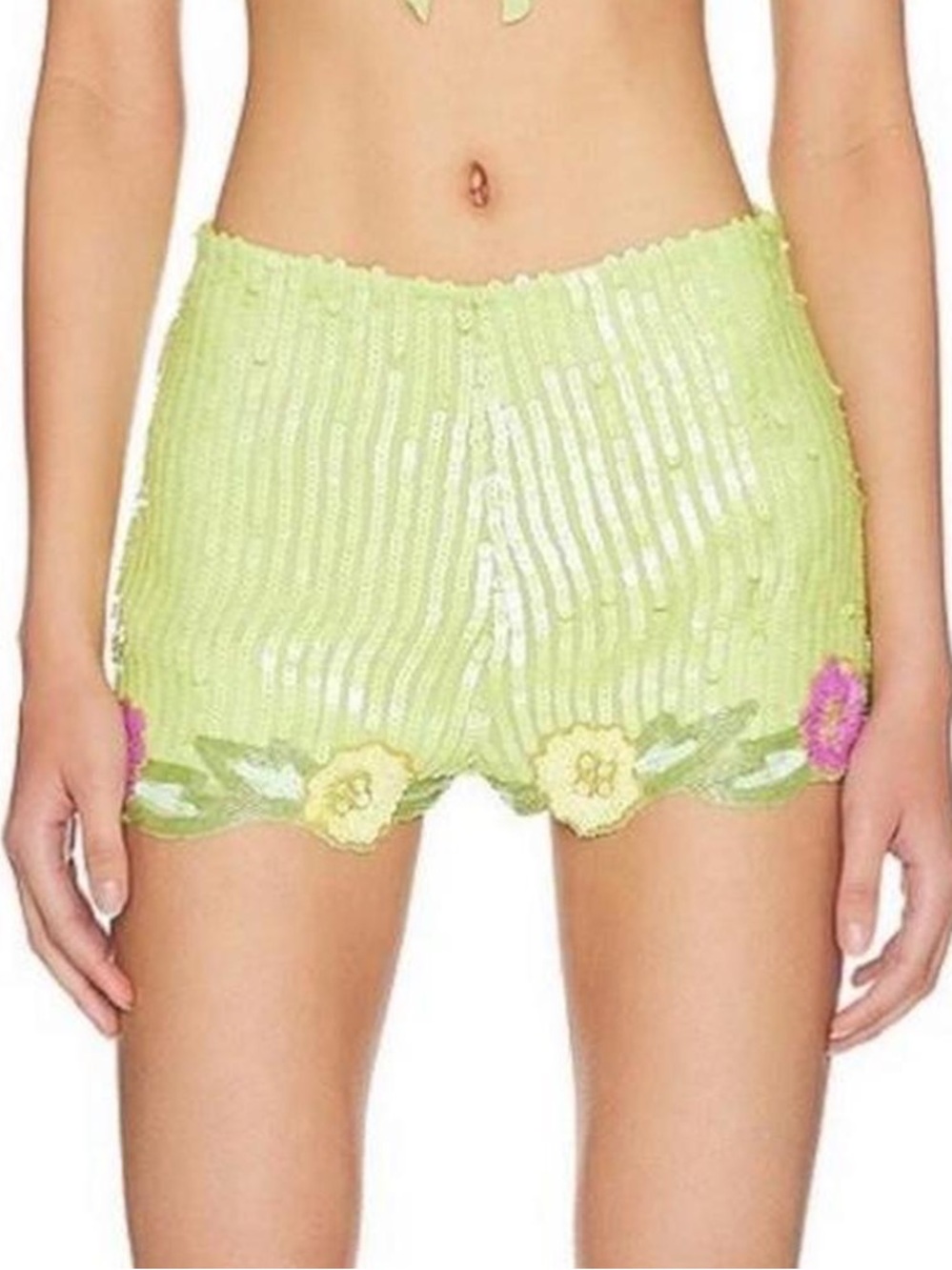 MAJORELLE Neon Lime Sequin Skirt